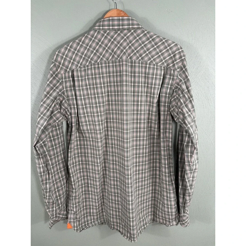 Walls Men's Size Large UPF 50+ Outdoor Plaid Pearl Snap Long Sleeve Casual Shirt